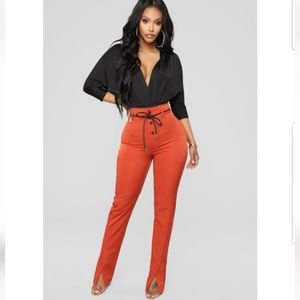 Rust Split Hem Pants